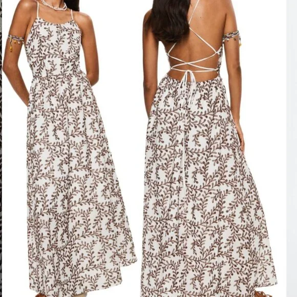 open lace back dress Fifth Avenue Bow Back Maxi Dress White Selfie Leslie